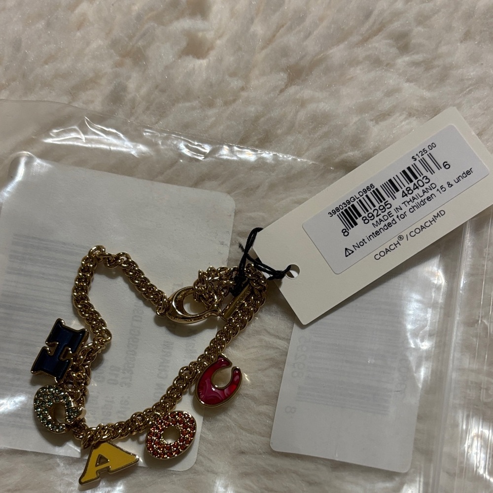 Coach Gold Bracelet with Colorful Charms